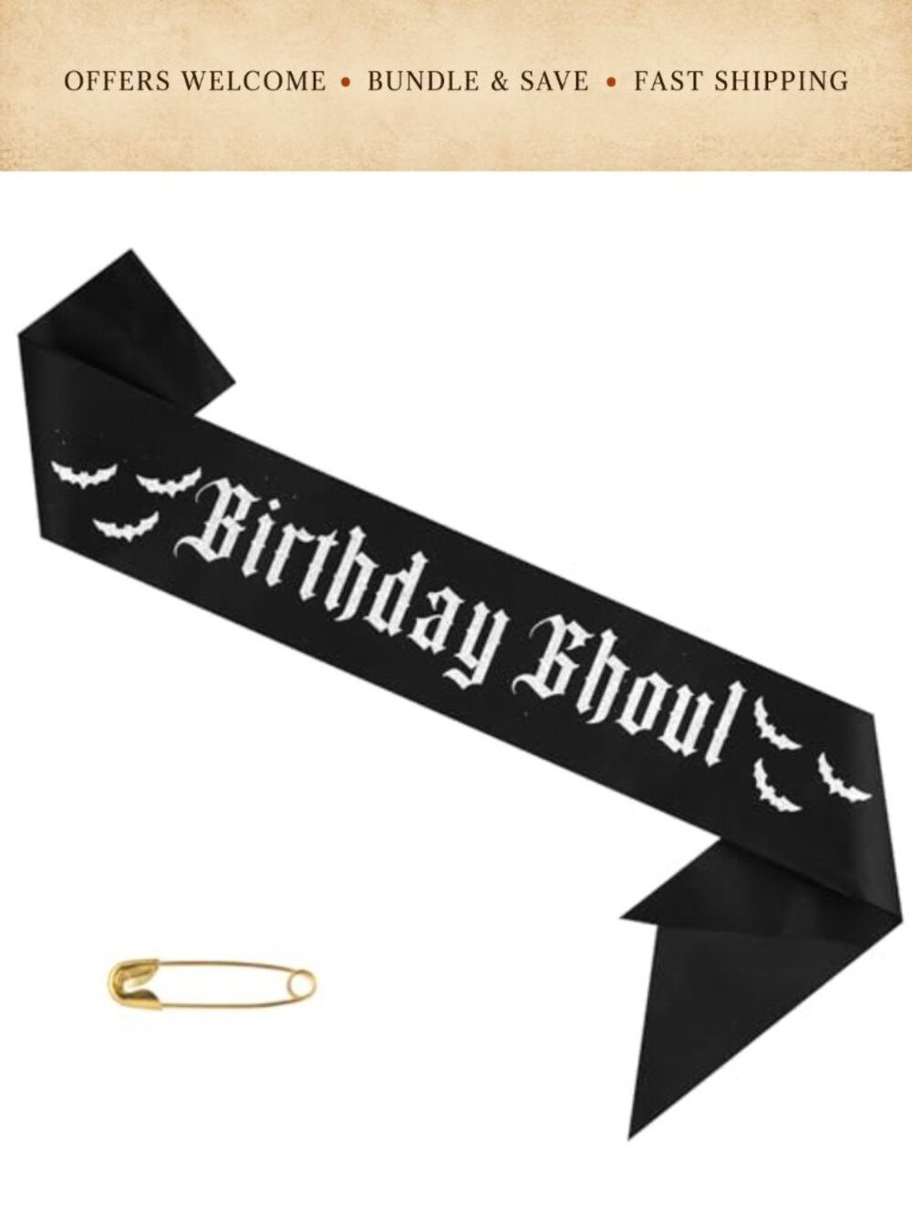 Birthday Ghoul Satin Sash Gothic Party Decor